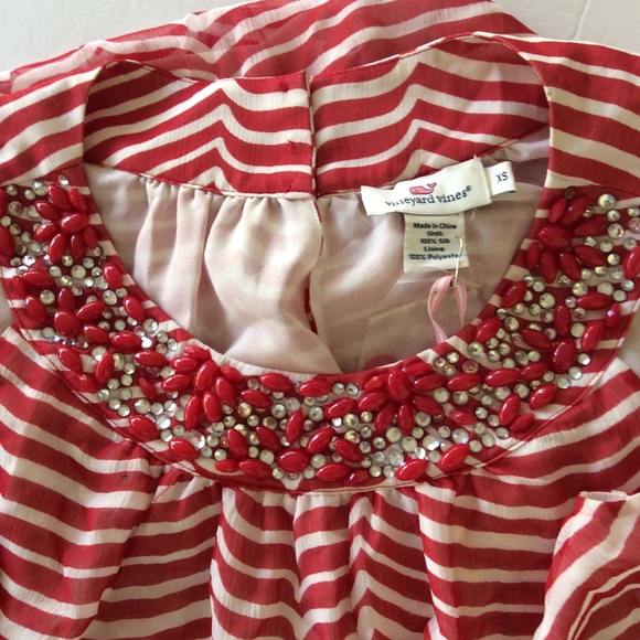 VINEYARD VINES  WHALE WAVE  SILK BEADED NECKLINE DRESS SIZE XS NWT - Picture 3 of 8